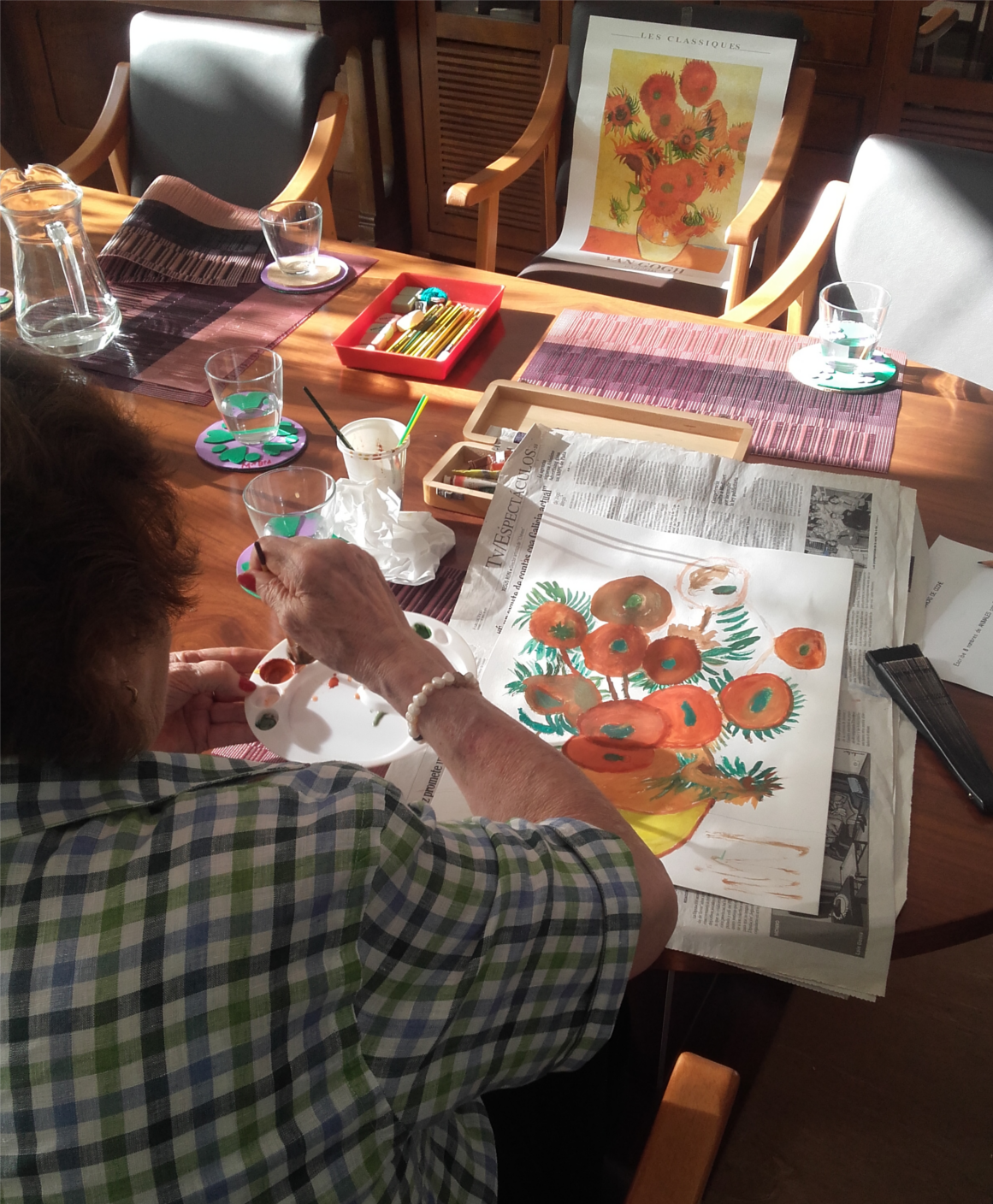 Cuadro de los girasoles, taller de pintura